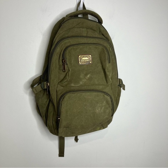 Portage army green backpack multiple pockets